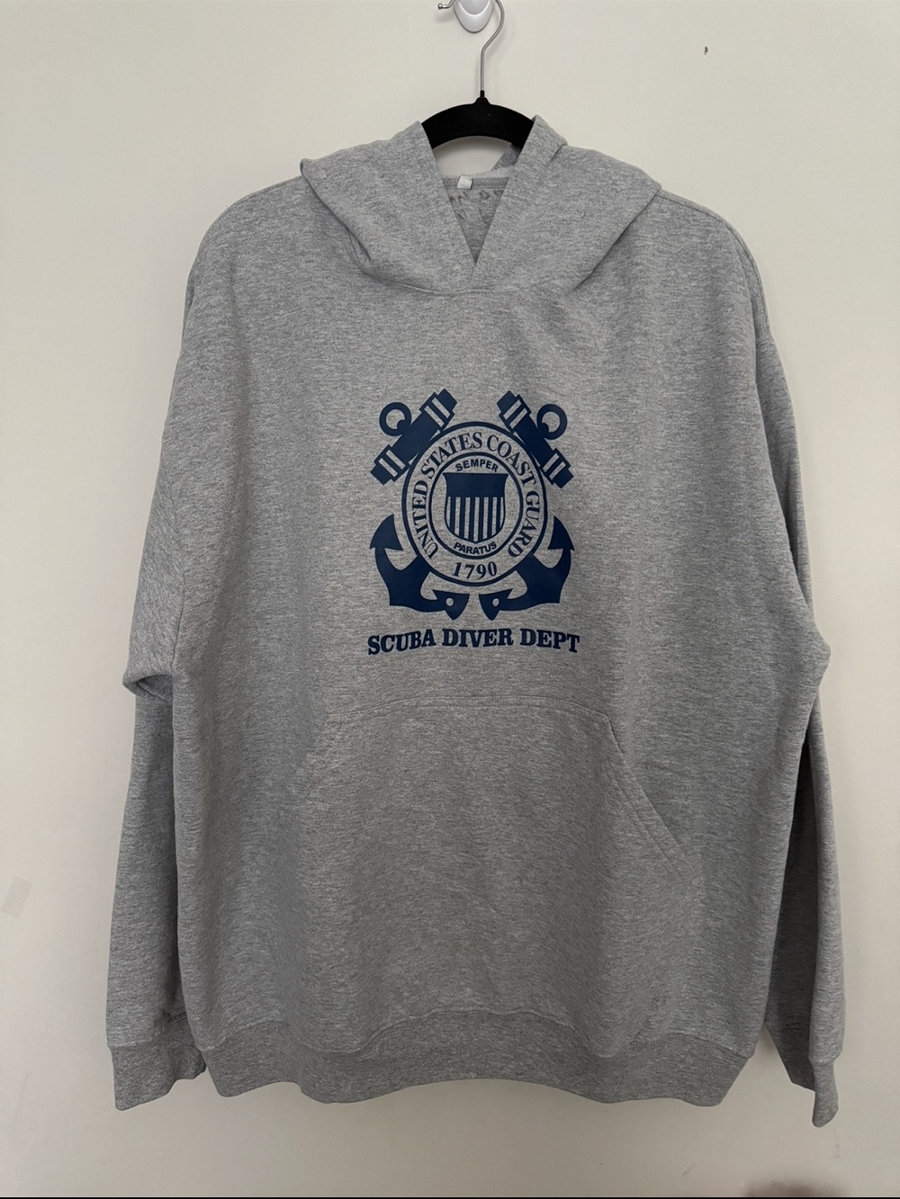 U.S. Voast Guard Scuba Diver Department Gray Hoodie Sweatshirt - Size XXL